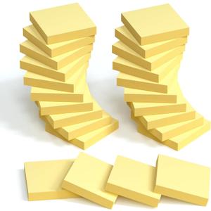 24 Pack Yellow Sticky Notes Mini,2x2 in Small Sticky Notes,2400pcs Notes Pads,Clean Removal,Strong Self-Adhesive Notes Easy to Post Bulk for Enterprise,Office Meetings & Brainstorming,School