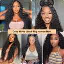 U Part Human Hair Wig Deep Wave 20 Inch 200% Density Brazilian Deep Wave U Part Wigs for Black Women 12A Full Head Clip in Half Wig Glueless No Leave Out Lace Front Wig 3X Longer Lifespan