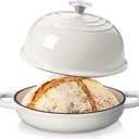 Velaze Enameled Cast Iron Dutch Oven for Bread Baking,5 QT Round Bread Oven Pot with Dome Lid for Sourdough, Roasting,Braising(White)