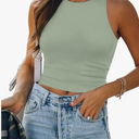 ATHMILE Womens Double Lined Crop Tank Tops Casual Basic Shirts Sleeveless Workout Tops Cute Summer Clothes Teen Girls S