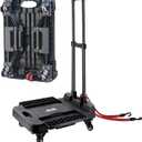 ZHJINGYU Folding Hand Truck Cart,Heavy Duty Trolley 220lbs Capacity,Folding Luggage Cart, Collapsible Wheels,Extended Handle Portable Dolly Cart for Moving, Airport, Office,Carrying Home (4 Wheel Steel)