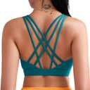 RUNNING GIRL Sports Bras for Women, Medium-High Impact Running Strappy Sports Bra with Removable Pads (Green, M)