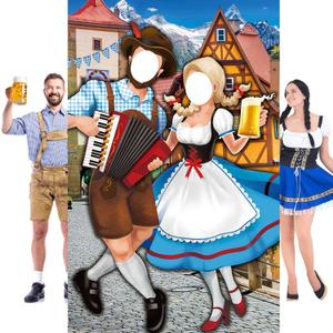 Tudomro Oktoberfest Couple Photo Door Banner Party Decorations 6 x 4 ft Oktoberfest Photo Prop Bavarian Backdrop Door Banner Backdrop Supplies for Themed Party Decor German