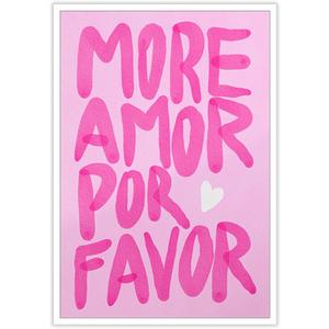 Preppy Positive Posters Pink More Amor Por Favor Wall Art Coquette Room Decor Trendy Love Quotes Canvas Prints Y2k Girly Painting for Teen Girls Apartment Bedroom Bar Cart Aesthetic 16x24in Unframed
