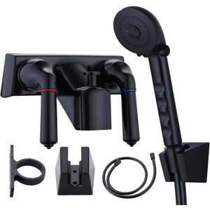 RV Shower Faucet with Hose & Handheld Showerhead, 4" Shower Set Replacement, Leak & Rust Resistant for RV Camper Motorhome Travel Trailer Indoor/Outdoor Use (Black) RV Shower Faucet with Hose & Handheld Showerhead, 4" Shower Set Replacement, Leak & Rust Resistant for RV Camper Motorhome Travel Trailer Indoor/Outdoor Use (Black)