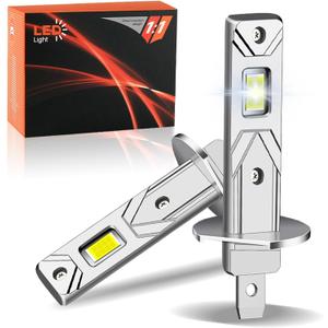 H1 LED Bulbs 30000LM 500% Brighter 6500K White Light, 1:1 Mini Size Fog Lights with 16 Upgraded Chips, Wireless Plug and Play, Pack of 2