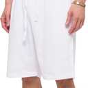 PROGO USA Mens Shorts Classic Fleece Workout Shorts - Men Shorts Casual with Elastic Waist (White, S)
