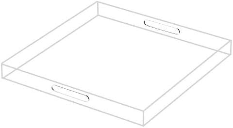 Clear Sturdy Acrylic Serving Tray with Handles-24x24Inch-Serving Coffee,Appetizer,Breakfast,Butler-Kitchen Countertop Tray-Makeup Drawer Organizer-Vanity Table,Ottoman Tray-Decorative Tray (24" x 24" x 2")