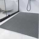 HOMBYS 58 x 32 Extra Large Shower Mat for Shower Stall Tub, Non Slip Bath Mat Bathroom Accessories, PVC Mats for Shower and Bathroom, Quick Drying, (Gray, 58"x32")