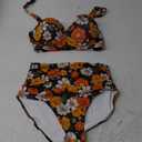 Butterfly Women's Retro Ruched Ruffle High Waist Bikini Set, Flag Tankini Swimsuits Tummy Control Swimwear (Medium)