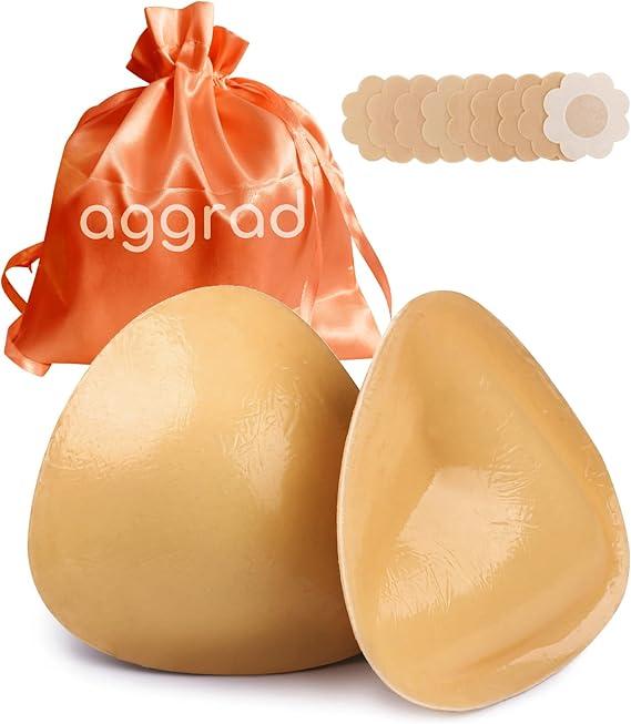 Double-Sided Sticky Bra Pads Inserts Ultra Instant Volume Push up Stick on Bra for Women Swimsuit Bikini Dresses, Beige