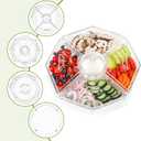 IVYHOME Ice Serving Lazy Susan, Chilled Food Containers with 4 Removable Dishes and Smooth Rotating Tray, Condiment Server with Separate Lids, for Bar Accessories, Fruit, Salad, Taco, Party Garnish
