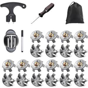 25 Pcs Golf Spikes Replacements Set with 20 Golf Shoe Cleats and 5 Spike Tool for Lawn Cricket Shoe Player Lover (Grey)