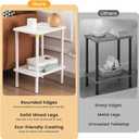 Apicizon 2 Tier End Table Set of 2, Small Side Table with Solid Wood Legs, Boho Bedside Table with Storage Shelf, Nightstand for Small Spaces, Bedroom, Living Room, Entryway, Easy Assembly, White
