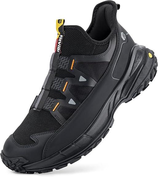 FitVille Extra Wide Sneakers for Men Slip-on Shoes, Soft Comfortable Mens Running Shoe, Slip Resistant Hiking Walking Shoes with Arch Support & Wide Toe Box, 12.5, Black 