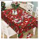 Christmas Tree Red Rectangle Tablecloth 60 x 84 Inches, Xmas Pine Trees Snowflake Stars Decorative Dining Table Cloth, Winter Holiday Farmhouse Dinner Tablecover Picnic Party Decoration