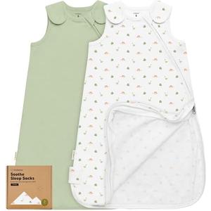 2-Pack Organic Baby Sleep Sacks, 100% Cotton - Soft & Breathable 0.5TOG Baby Wearable Blanket, Toddler Sleeping Sack 0-6 months, Easy to Wear Transitional Swaddles for Newborns, Infants(Roarsome, S)