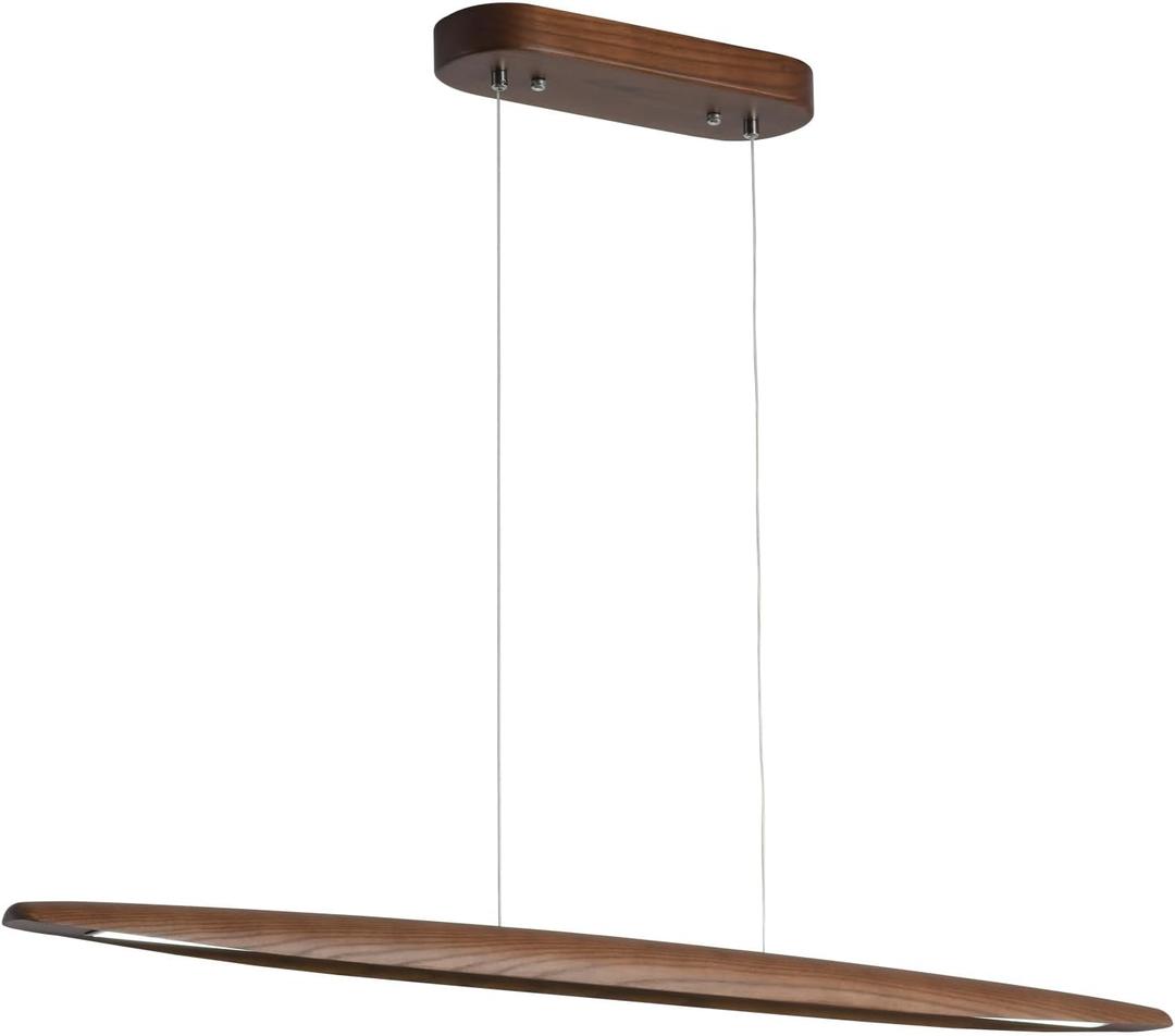 YISDESIGN 51" Wood Linear Pendant Light Wood Dining Room Light Fixture Modern Pool Table Lights Kitchen Island Lights for Dining Room Bar Kitchen Island Walnut Color