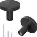 2 Pack Cabinet and Drawer Knobs, Bifold Barn Door Handle- Stylish Round Pulls for Bi-Folding Sliding Barn Door, Kitchen, Dressers, Cupboard and Closets, Matte Black