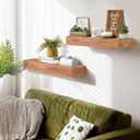 17x3x7 inch Floating Shelves Wall Mounted - Set of 2 Wood Rustic Solid Wood Wall Shelf - Heavy Duty Decorative Fireplace Mantel for Living Room, Bedroom, Bathroom, Kitchen