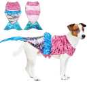 Mermaid Dog Costume - Funny Shiny Halloween Mermaid Costume for Small to Medium Dogs Puppy, Pet Cat Cosplay Outfit Apparel for Christmas Birthday Parties Photo Props, L