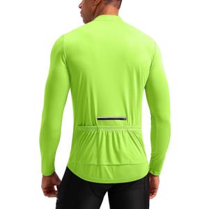 Bikewa Men's Cycling Jersey with 3+1 Rear Zipper Pockets Long Sleeve Moisture Wicking UPF 50+ Half Zip Riding Bike Shirts (XX-Large)