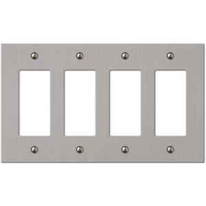 Amerelle 55R4BN Elan Wallplate, 4 Rocker, Cast Metal, Brushed Nickel, 1-Pack