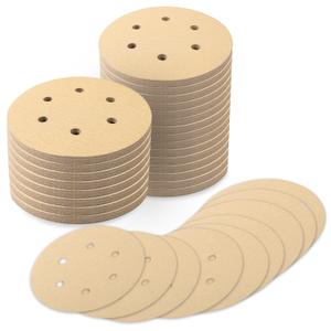 100 PCS 6 Inch Sanding Discs 120 Grit, 6 Hole Hook and Loop Round Sandpaper for Random Orbital Sander