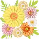 PAPER JAZZ Daisy Giant Paper Flower Wall Decor, 3D Large Flower Party Decoration, Artificial Flower for Classroom, Pink and Yellow Flowers for Bulletin Board, Office,Living Room, Bedroom.