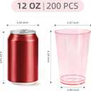 200 Pack Pink Plastic Cups, 12 oz Clear Plastic Disposable Cups, Big Size Fancy Party Cups for Mother's Day, Party, Wedding, Reception