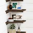 Forbena Floating Corner Shelves for Wall Set of 4, Small Corner Bookshelf for Bedroom Books, Round Wooden Corner Shelf Wall Mount for Bathroom Plants, Kitchen, Living Room Decor (Dark Brown) (10" Depth, 3. Rustic Brown)