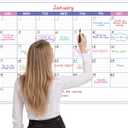 Large Dry Erase Calendar for Wall - Undated 1 Month Wall Calendar, 40" x 30", Erasable & Reusable Laminated Calendar with 8 Round Stickers, Great Layout Wall Calendar Dry Erase for Home, Office and School
