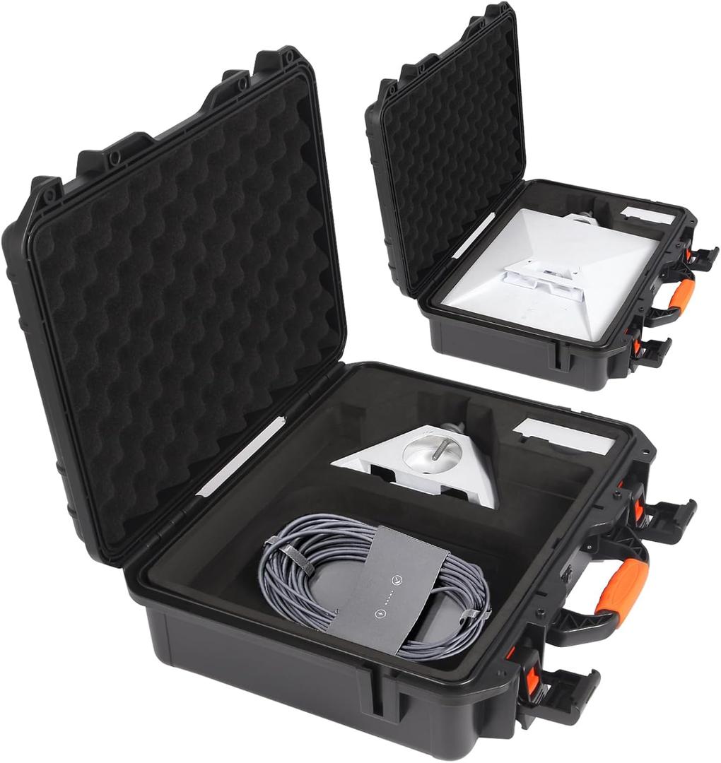 TailWaggers Waterproof Starlink Mini Case,Precision Cut Foam Protects Starlink Mini Accessories,Ideal for RV Travel & Outdoor Use-Orange
