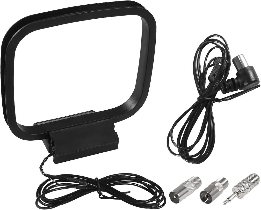 FM Radio Antenna 75 Ohm FM Antenna FM Coax Antenna and AM Loop Antenna with 3 Connectors for Indoor Home Stereo Receiver AV Audio Home Theater Receiver Power