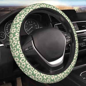 Vintage Groovy Flowers Steering Wheel Cover Cute Universal 15 Inch Car Accessories Protector for Women Fit Auto SUV Sedan Vans Trucks (One Size)