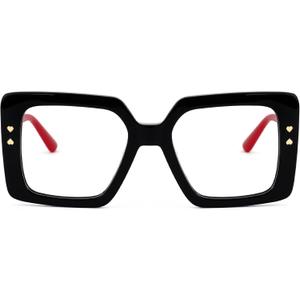 Zeelool Fashion Oversized Square Blue Light Blocking Glasses for Women Men ZJGA574067 (Black)