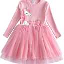 DXTON Girls Tutu Dresses Toddler Winter Long Sleeve Party Tulle Dresses for 4-5 Y