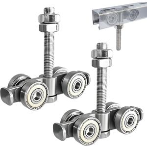 4 Wheel Rolley Assembly Silent Rollers Wheel for 1-5/8" Wide and All 1-5/8" or Taller Rail Hanging Track, Track Roller Used for Barn or Shed Sliding Doors2 Pack