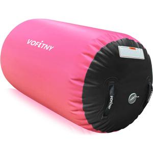 VOFiTNY Gymnastics Tumbling Equipment Air Barrel Inflatable Octagon Tumbler Roller Back-bend Trainer Cheerleading Without Pump (4'L x 2.5'D, Pink/Black No Pump)