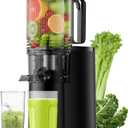 Cold Press Juicer, 5.8" Wide Feed Chute Juice Extractor Machine with 400W, High Juice Yield, Slow Masticating Juicer for Whole Vegetables & Fruits, Premium Black