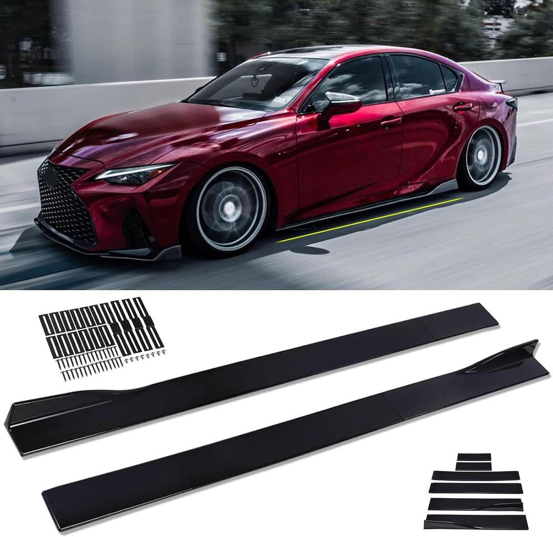 JMTBNO 2M/78.7'' Universal Black Side Skirts Rocker Extension Panel Body Kit Lip Splitters Winglet Splitters Lip 6pcs Compatible with Honda Accord Civic Subaru Mazda Ford Nissan Altima