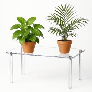 1 Pcs 16 Inch Extra Large Acrylic Risers Display Stands Rectangular 4-leg Acrylic Plant Stand, 6mm Thick Clear Shelf Riser Display Stands for Decor Collectibles Figures and Item Photography