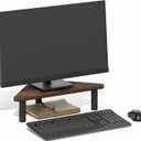 Furinno Turn-N-Tube Monitor Stand Riser, 19.6" Wide Triangle Corner Monitor Riser, Laptop Stand for Desk, Office Desk Accessories, Desktop Organizers and Accessories, Toolless Assembly, Amber Pine