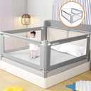 Abdtech Bed Guard Rail for Toddlers - 3 Sides Safety Baby Bed Rail Guard with Reinforced Large S-Shape, Infants Height Adjustment Guardrail for Queen Size Bed -3 Pack, 78.7x78.7x59”