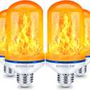 CPPSLEE Upgraded LED Flame Light Bulbs, 4 Modes Flickering Light Bulbs, E26 Base Fire Flame Bulb for Halloween Decorations Outdoor, Christmas Lights Patio Indoor Home Decor (Yellow, 4 Pack)