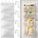 Criusia Stuffed Animal Storage, Over The Door Organizer with 4 Mesh Pockets, Toy Organizers and Storage for Nursery, Baby Supplies, Hanging Door Organizer for Kids Room & Playroom Organization, White