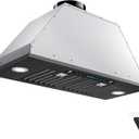 IKTCH 36 inch Black Built-in/Insert Range Hood, 900 CFM Ducted/Ductless Stainless Steel Kitchen Vent Hood with 4 Speed Gesture Sensing&Touch Control Panel(IKB01-36-BSS)