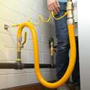 Safety System Kit, 3/4" ID Natural Gas Line Hose, 48" Commercial Kitchen Gas Hose, Mobile Gas Connector Hose Kit with 2 Elbow Fittings, 3/4 Flexible Gas Hose
