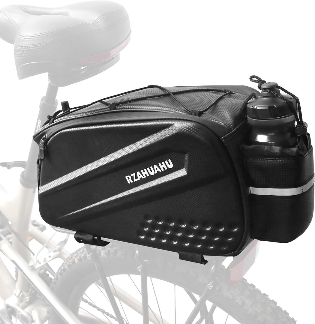ZTZ 2025 Upgraded Generies Biking Universal Bike Bags - 10L/17L Hard Shell Bike Bag with Perfect Size and Made of 100% PU & EVA, Bike Rack Bag with Reflector, Hand Strap for Commuter Travel Outdoor