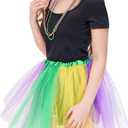 Sucrain 6PCS Mardi Gras Costume Accessories Set Women Tutu Skirt, Faux Feather Headband, Mask, 3PCS Beads for Women Carnival Party Outfit Supplies